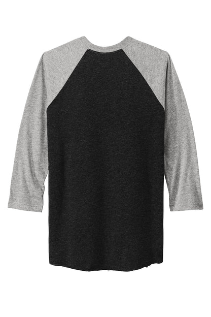 Rear View of PrmHt/VtgB Next Level Apparel Adult Tri-Blend 3/4-Sleeve Raglan Tee. NL6051