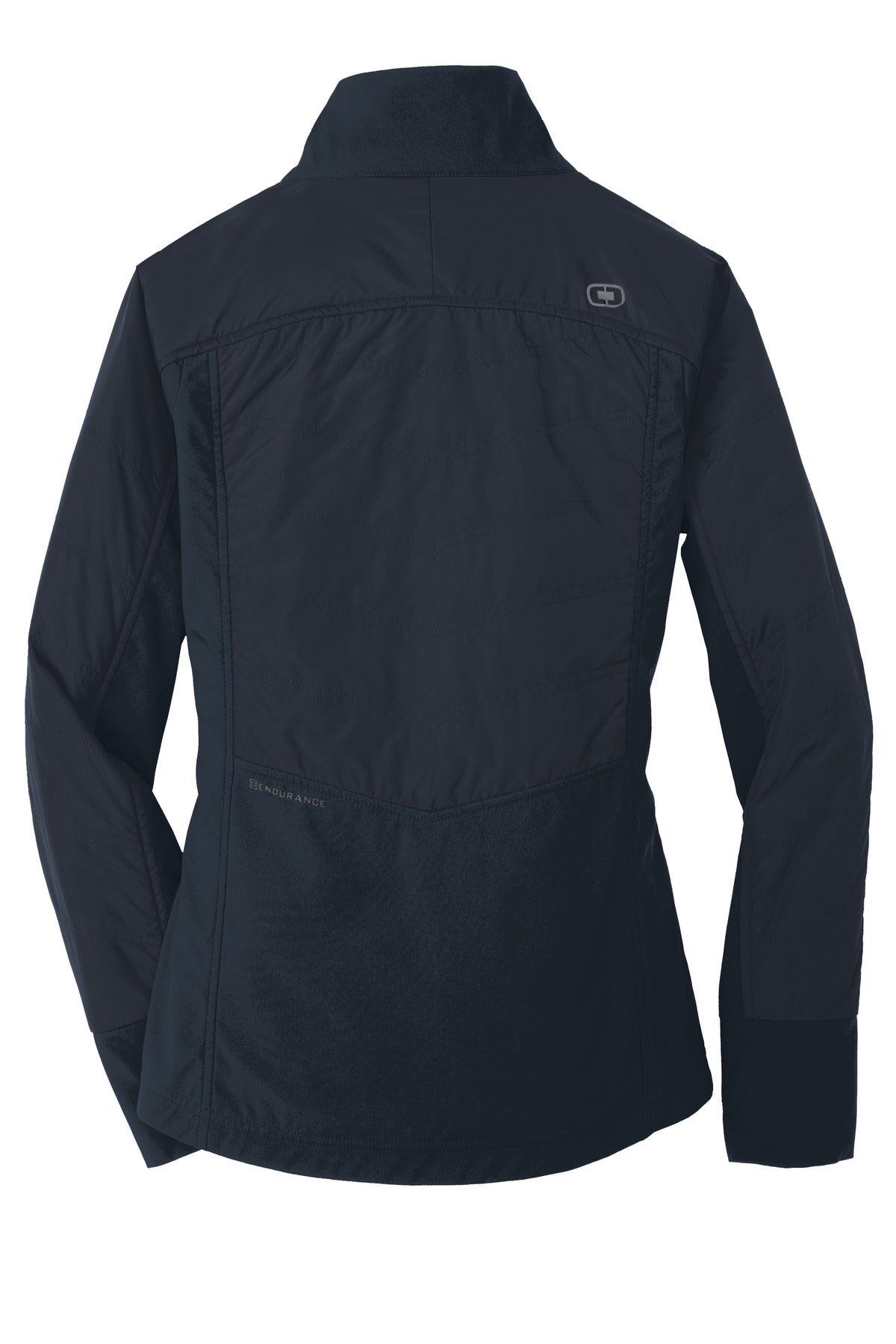 Rear View of Propel Navy OGIO Women's Brink Soft Shell. LOE722