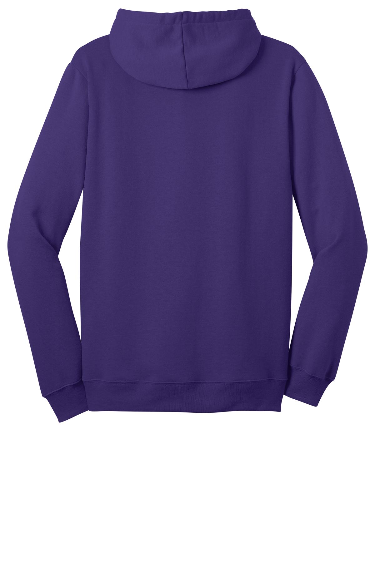 Rear View of Purple District The Concert Fleece Full-Zip Hoodie. DT800