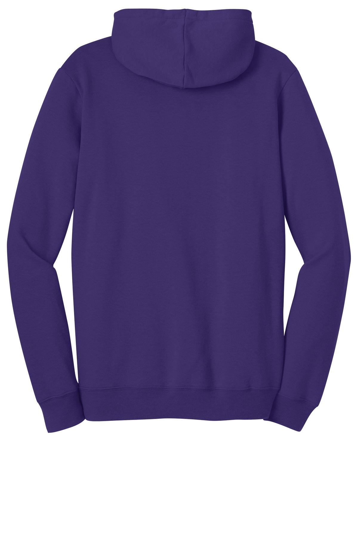 Rear View of Purple District The Concert Fleece Hoodie. DT810
