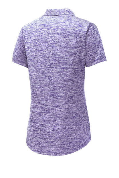 Rear View of Purple Electrc Sport-Tek Women's PosiCharge Electric Heather Polo. LST590