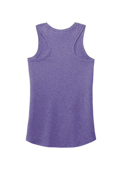 Rear View of Purple Frost District Women's Perfect Tri Racerback Tank. DM138L