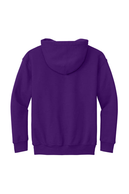 Rear View of PURPLE Gildan - Youth Heavy Blend Hooded Sweatshirt. 18500B