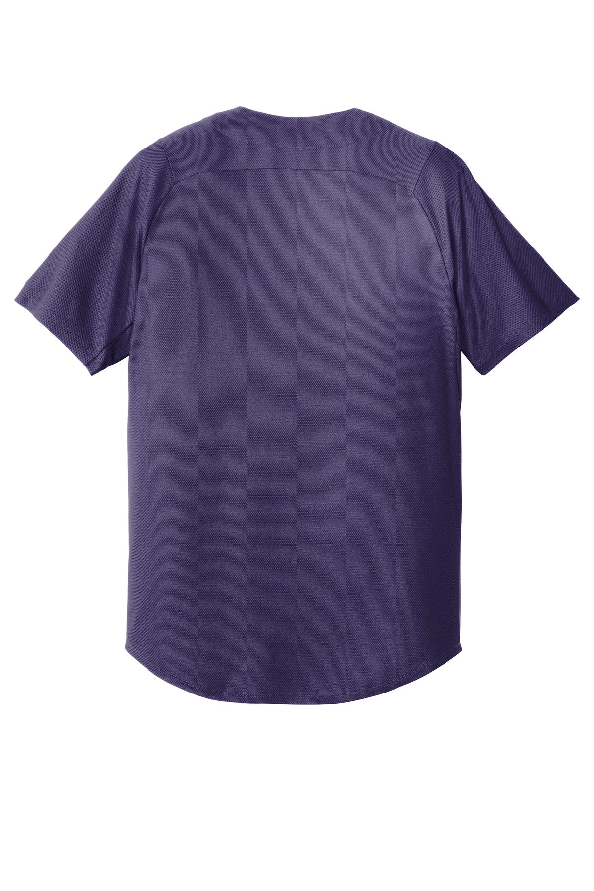 Rear View of Purple New Era Diamond Era Full-Button Jersey. NEA220