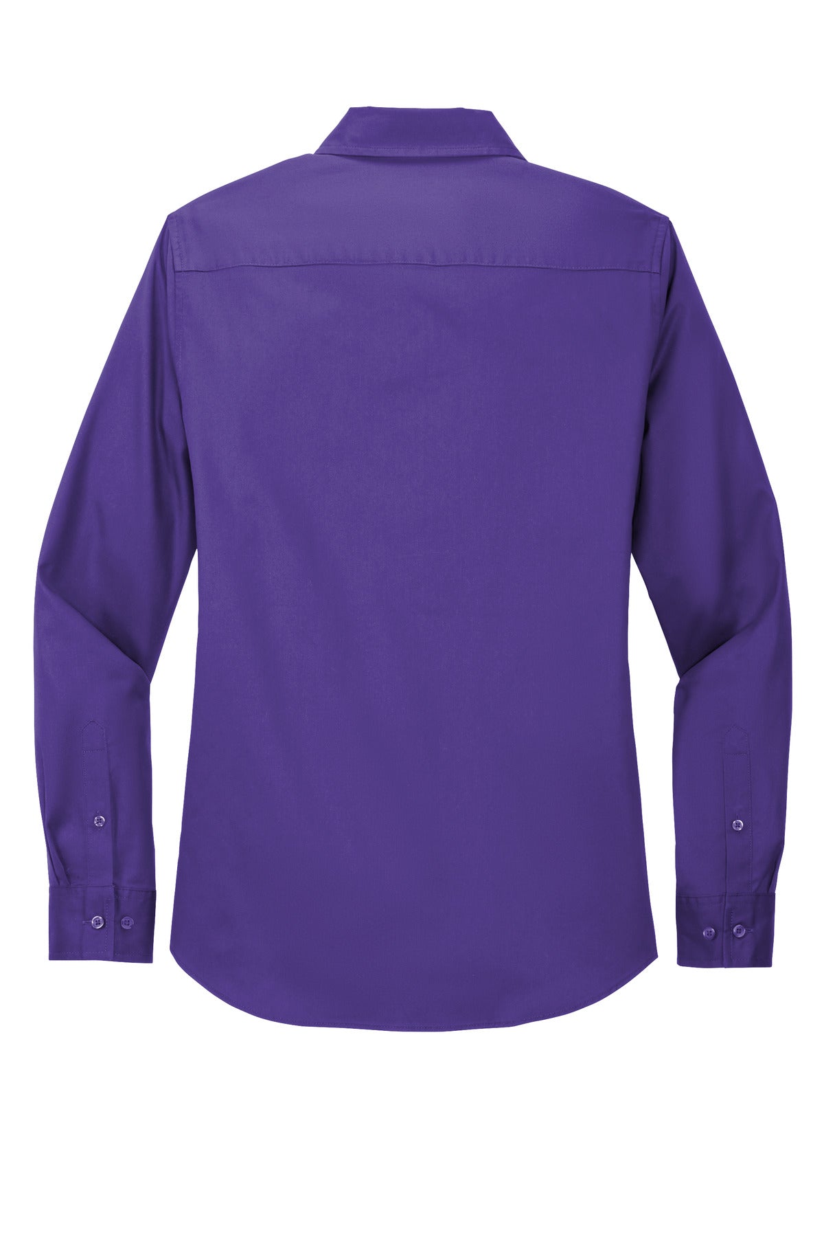 Rear View of Purple Port Authority Women's Long Sleeve Easy Care Shirt. L608