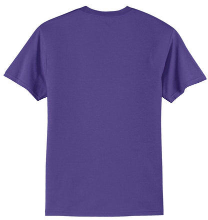 Rear View of Purple Port & Company Tall Core Blend Tee. PC55T