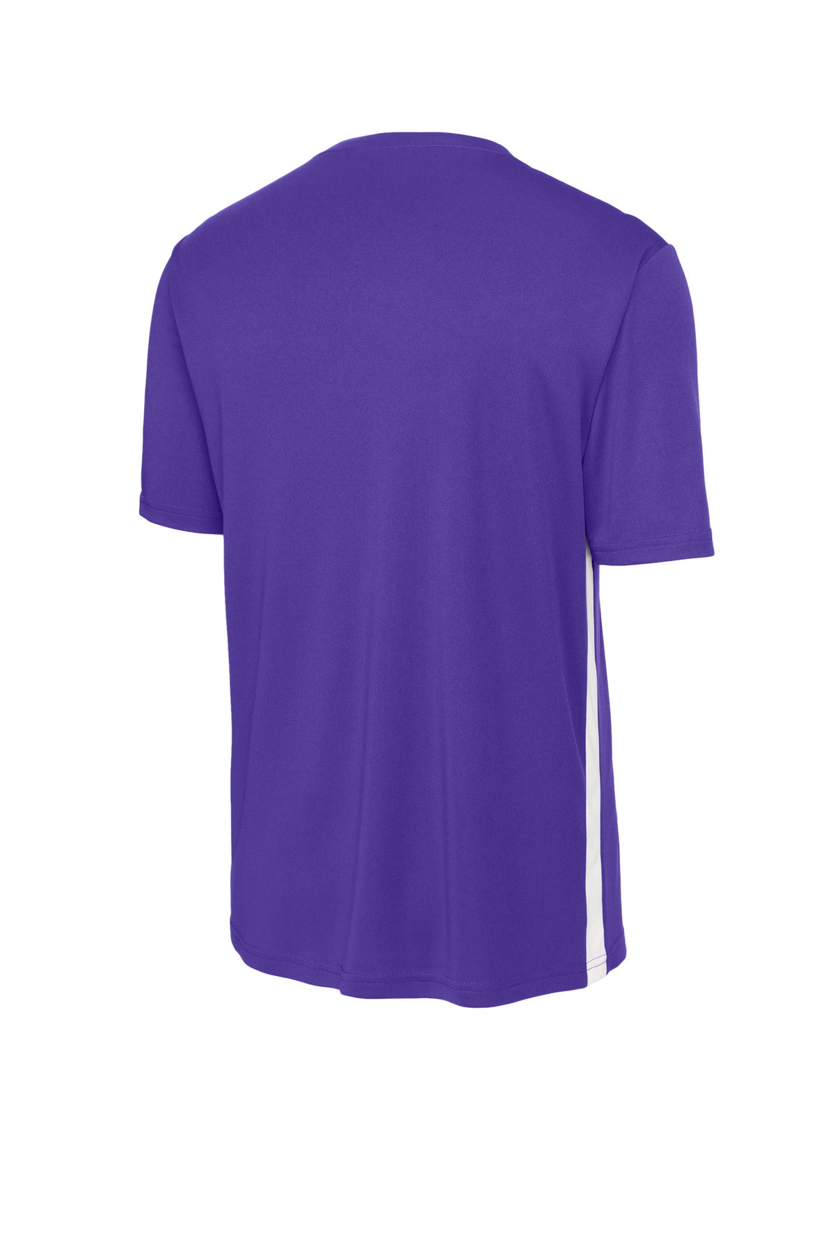 Rear View of Purple/Wh Sport-Tek Competitor United V-Neck ST101