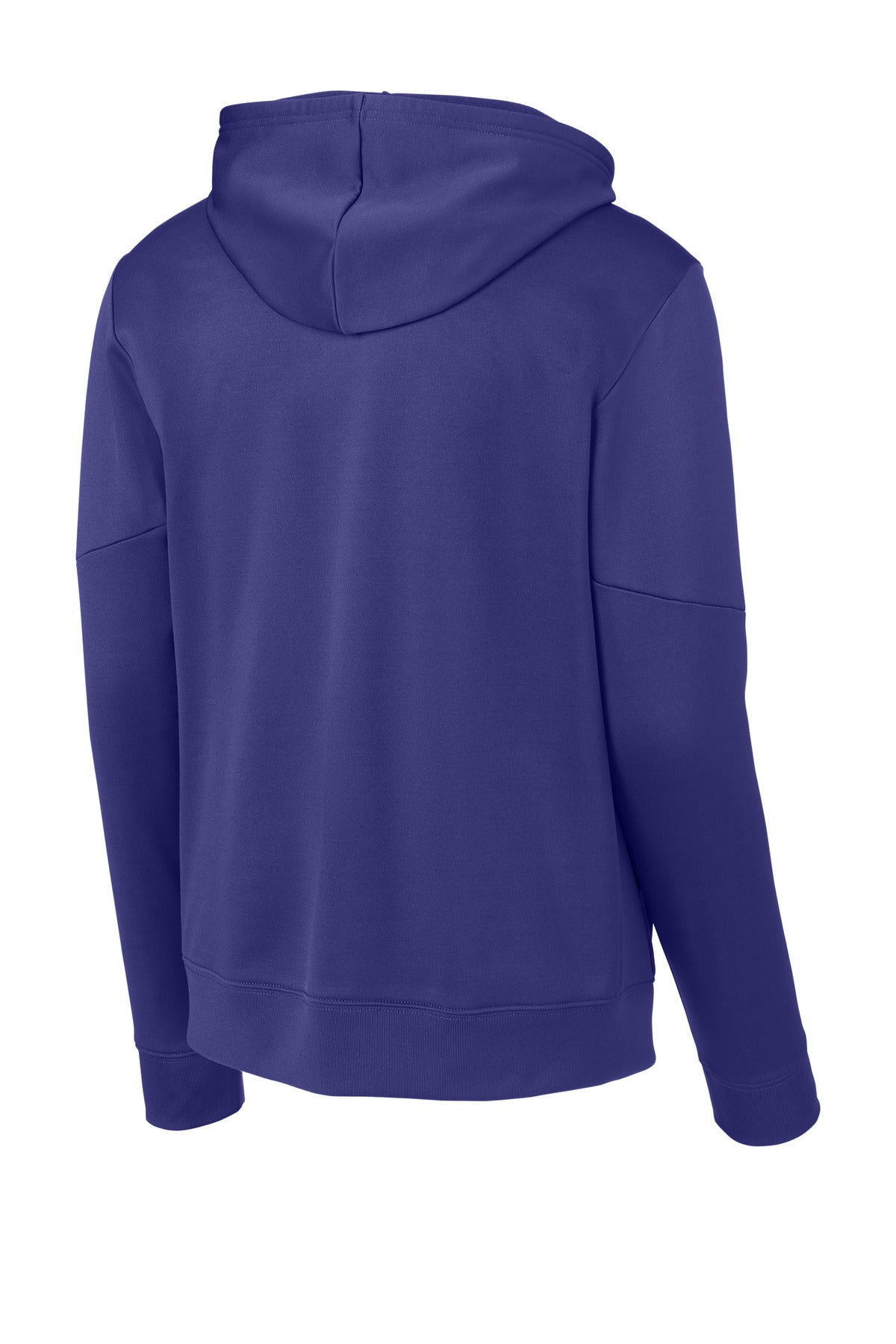 Rear View of Purple/Wh Sport-Tek Sport-Wick Fleece United Pullover Hoodie ST255