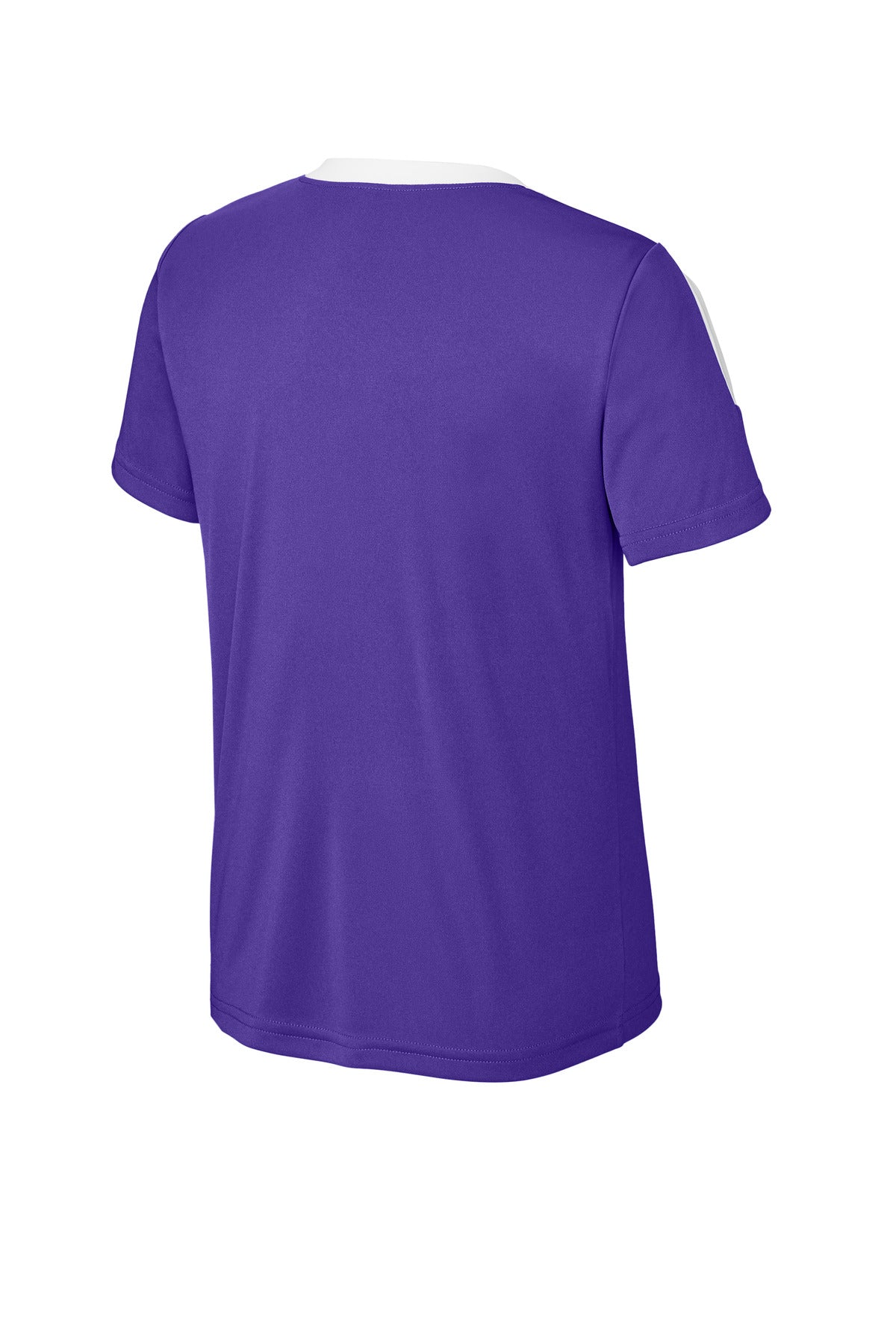 Rear View of Purple/Wh Sport-Tek Youth Competitor United Crew YST100