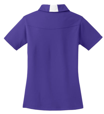Rear View of Purple/White Sport-Tek Women's Side Blocked Micropique Sport-Wick Polo. LST655