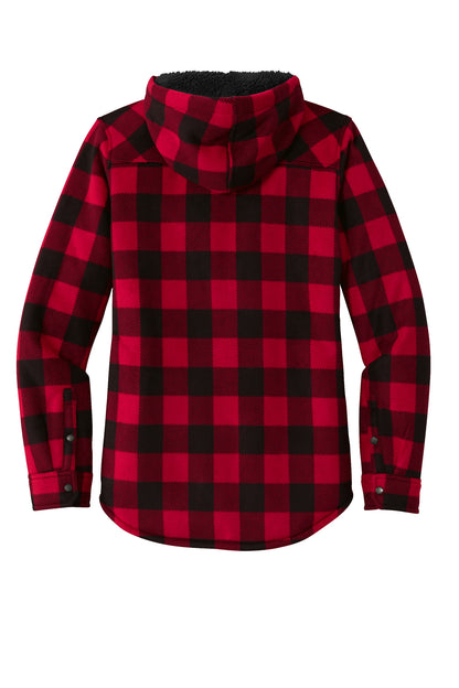 Rear View of Radish/Blk Eddie Bauer Women's Woodland Shirt Jac EB229