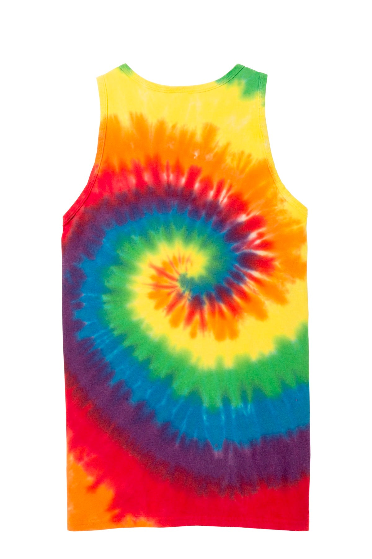 Rear View of Rainbow Port & Company Tie-Dye Tank Top. PC147TT