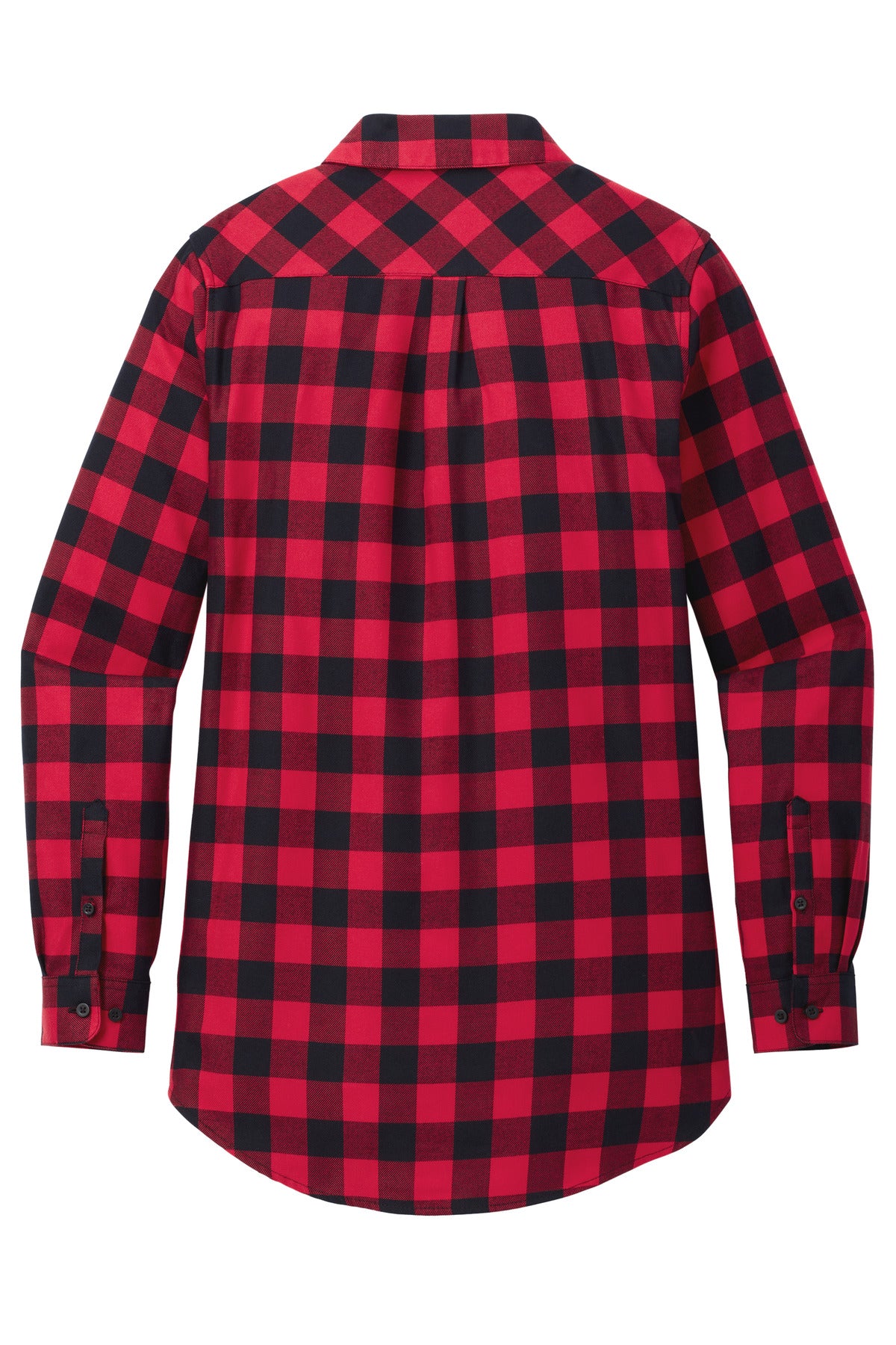 Rear View of R/BkBfflCk Port Authority Women's Plaid Flannel Tunic . LW668