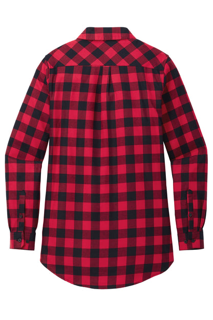 Rear View of R/BkBfflCk Port Authority Women's Plaid Flannel Tunic . LW668