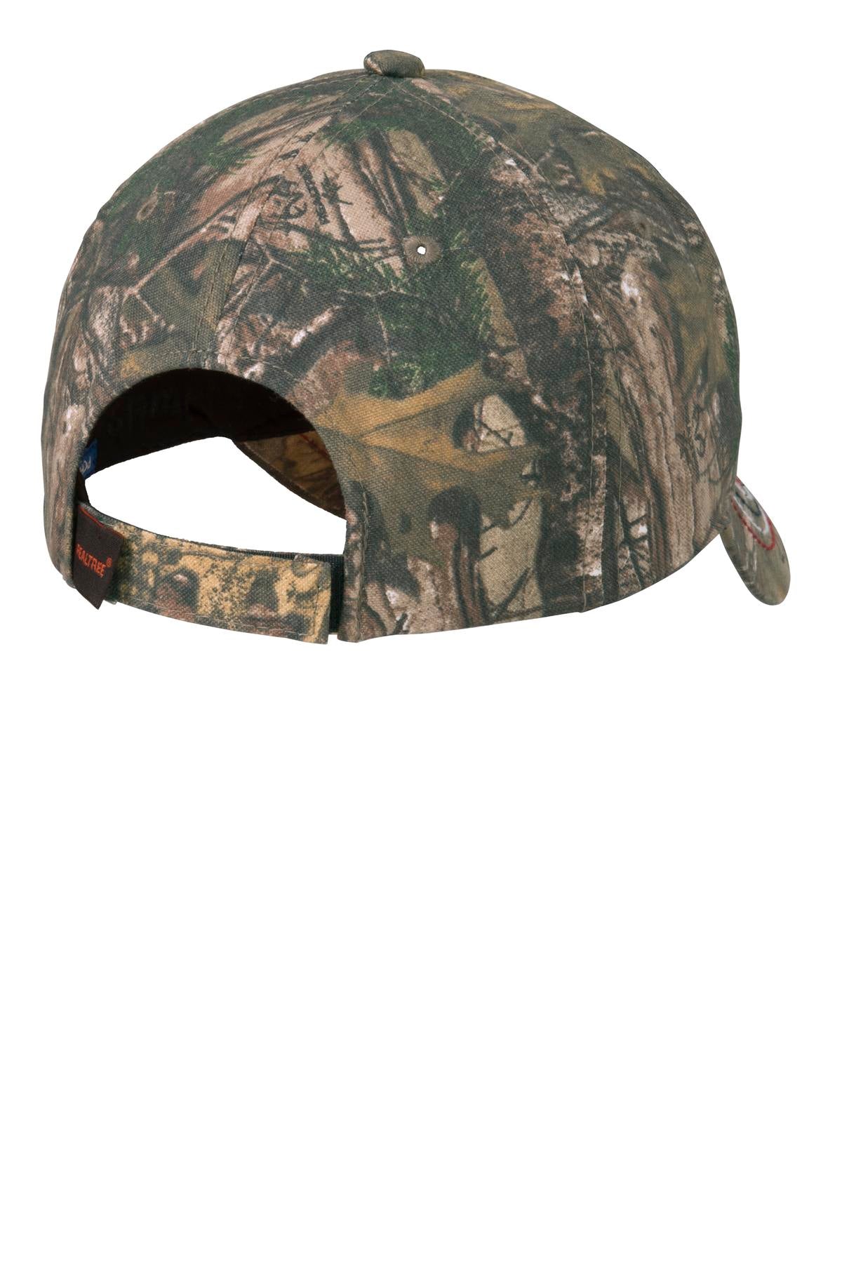 Rear View of Real Tree Xtra Port Authority Americana Contrast Stitch Camouflage Cap. C909