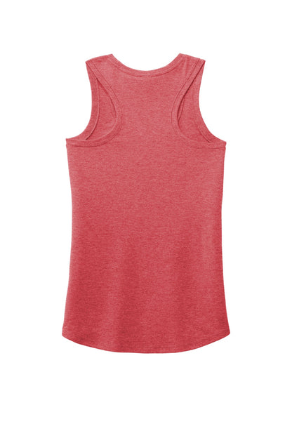 Rear View of Red Frost District Women's Perfect Tri Racerback Tank. DM138L