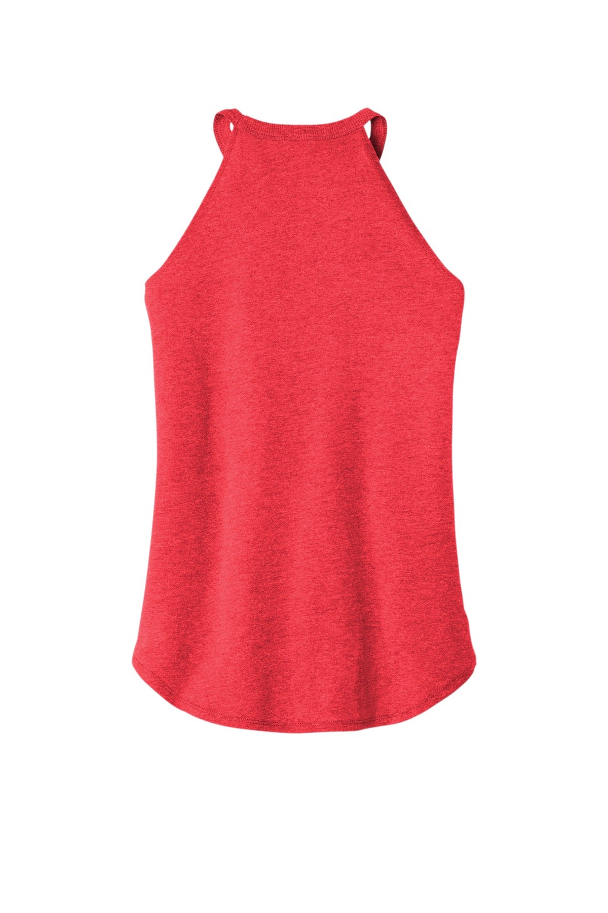 Rear View of Red Frost District Women's Perfect Tri Rocker Tank. DT137L