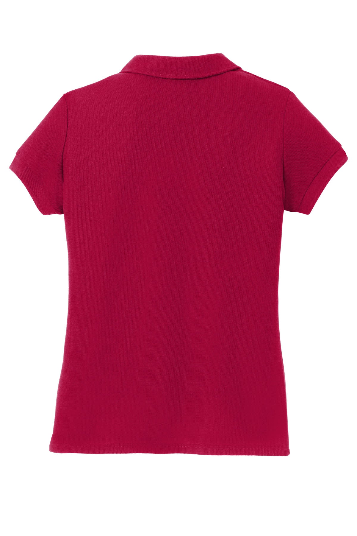 Rear View of Red Port Authority Girls Silk Touch Peter Pan Collar Polo. YG503
