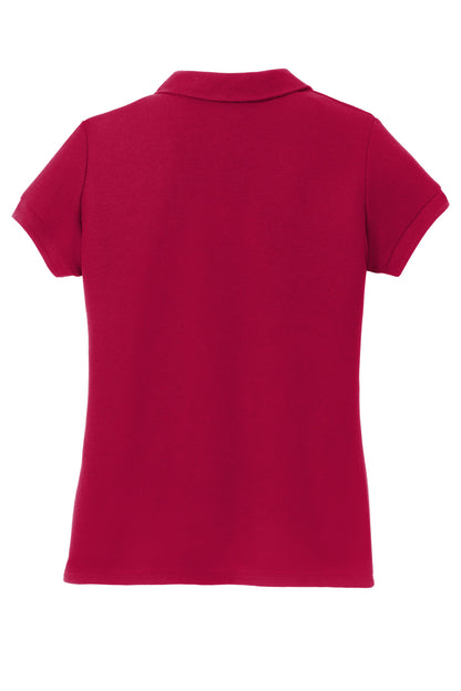 Rear View of Red Port Authority Girls Silk Touch Peter Pan Collar Polo. YG503