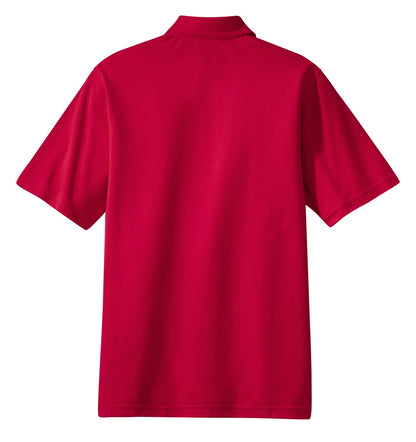Rear View of Red Port Authority Rapid Dry Polo. K455