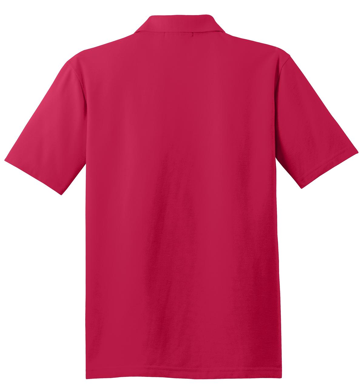 Rear View of Red Port Authority Stain-Release Polo. K510