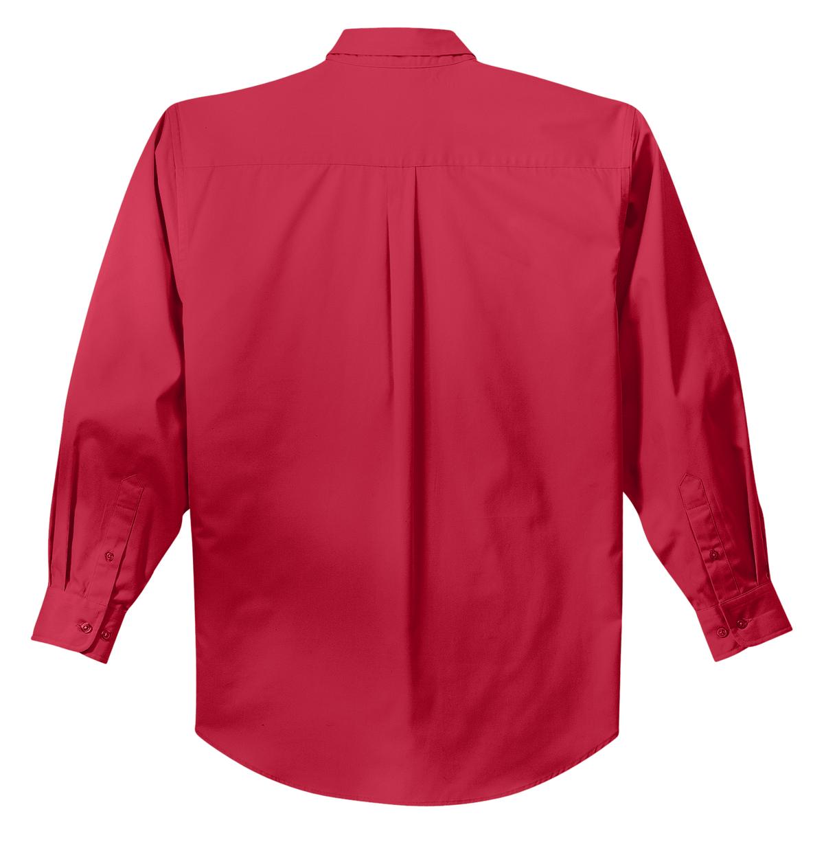 Rear View of Red Port Authority Tall Long Sleeve Easy Care Shirt. TLS608