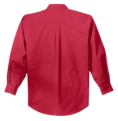 Rear View of Red Port Authority Tall Long Sleeve Easy Care Shirt. TLS608