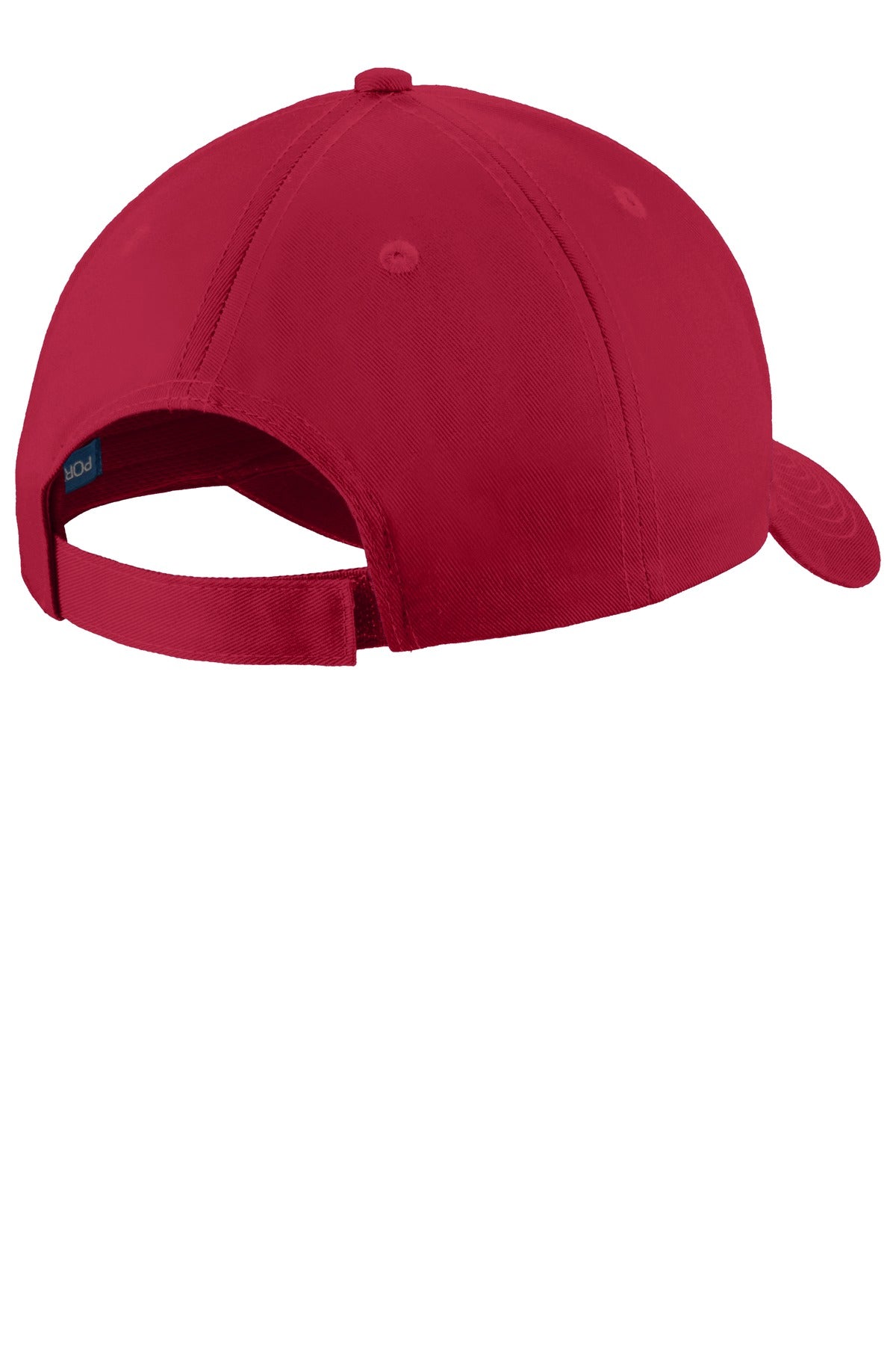 Rear View of Red Port Authority Uniforming Twill Cap. C913