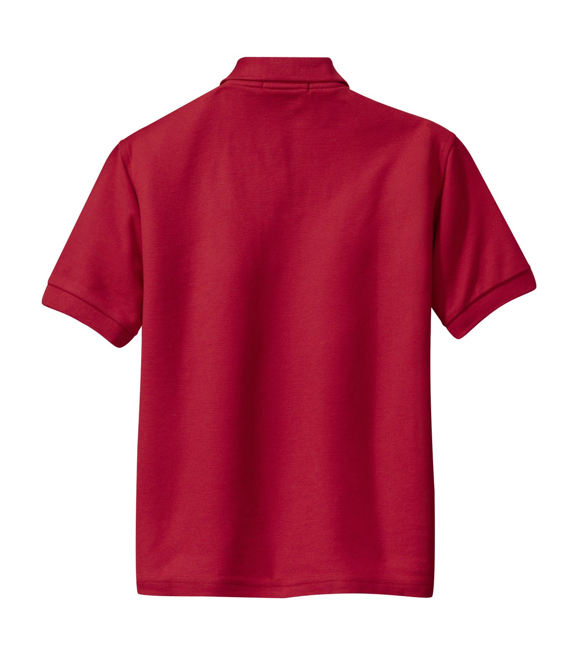 Rear View of Red Port Authority Youth Silk Touch Polo. Y500