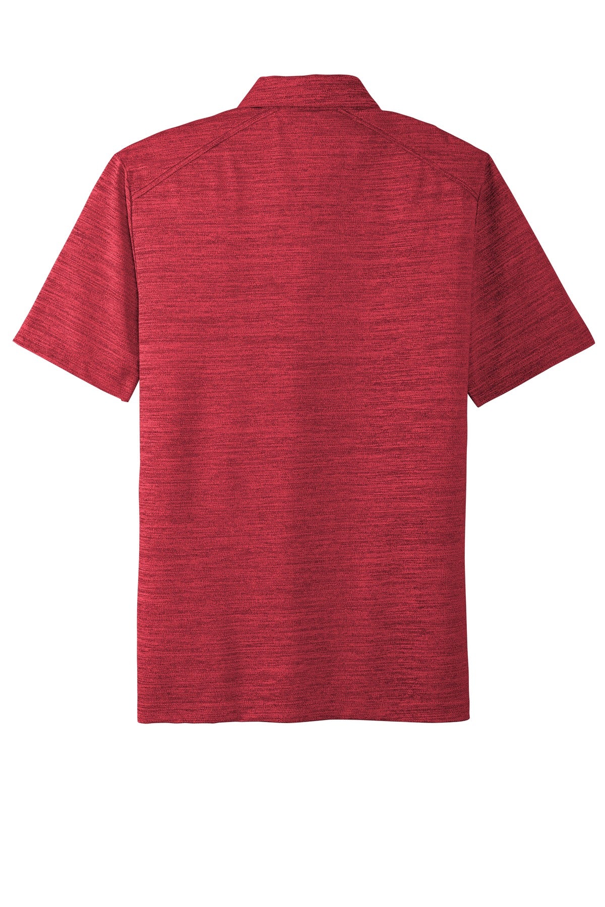 Rear View of Red/Black Port Authority Stretch Heather Polo K583