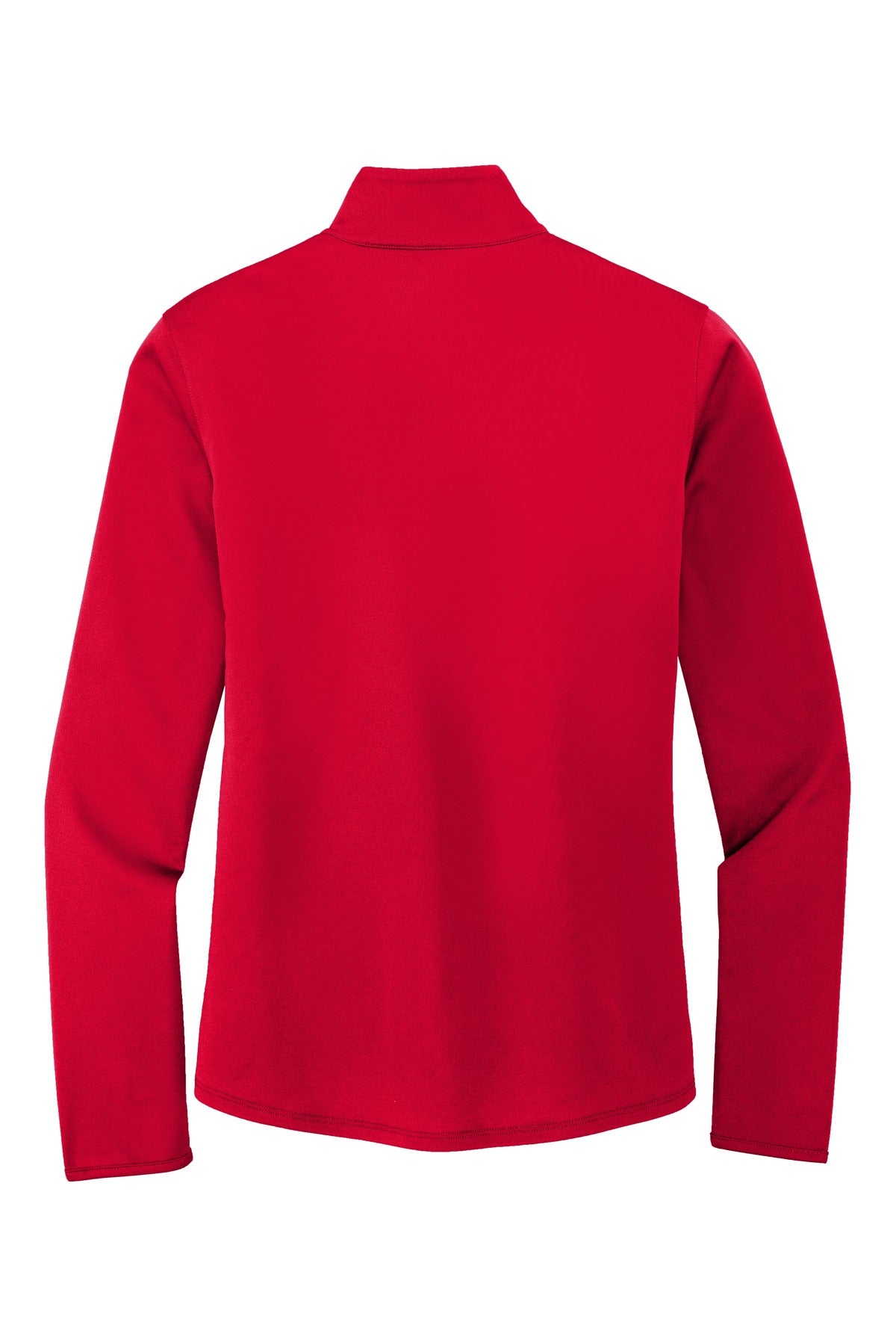 Rear View of Red/Black Port Authority Women's Silk Touch Performance 1/4-Zip LK584