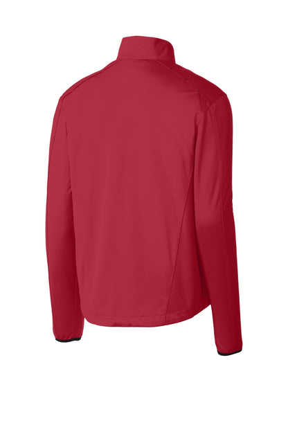 Rear View of Rich Red Port Authority Active 1/2-Zip Soft Shell Jacket. J716