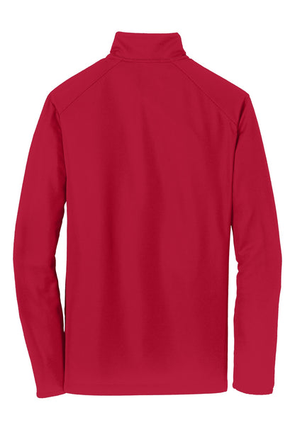 Rear View of Rich Red Port Authority Pinpoint Mesh 1/2-Zip. K806