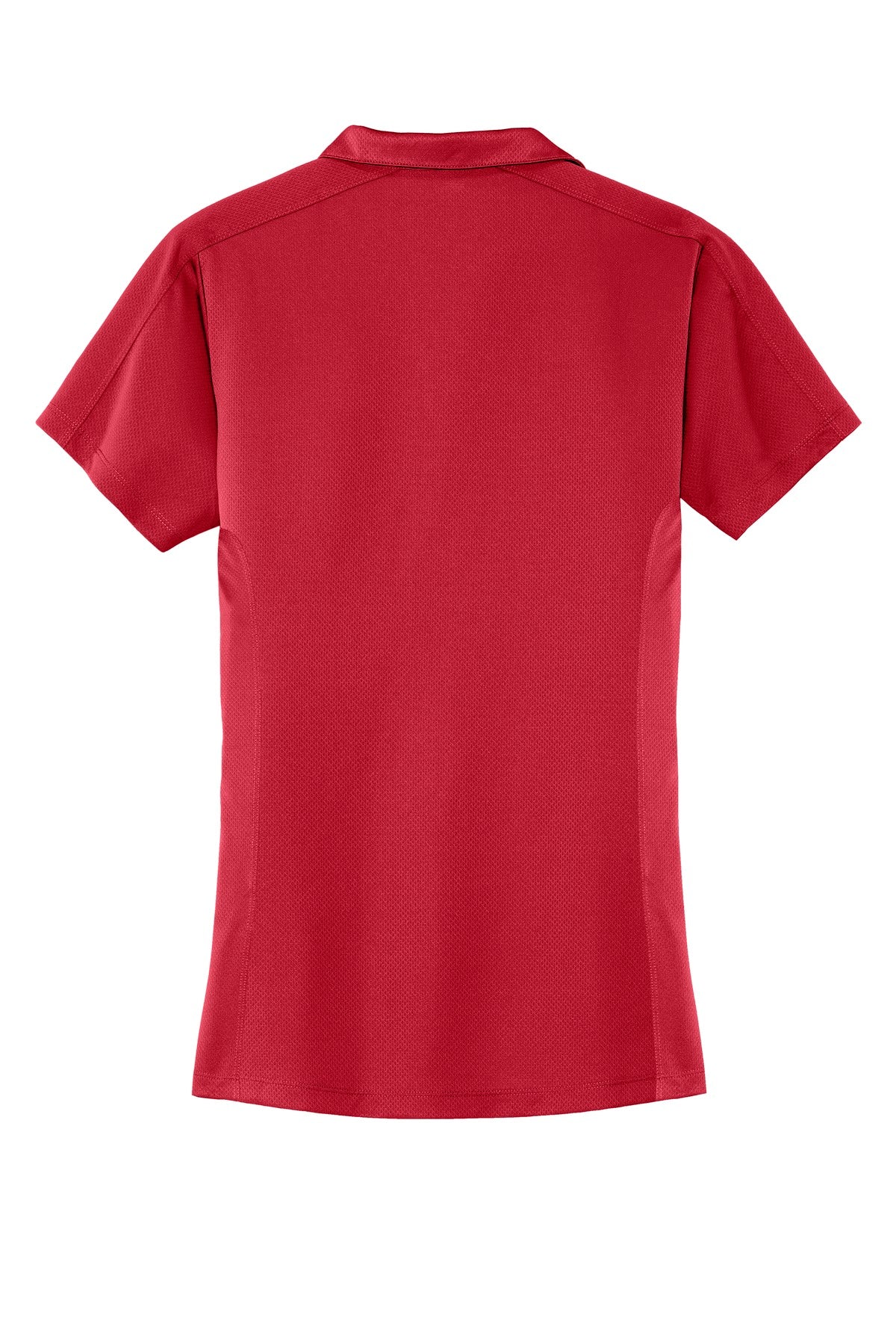 Rear View of Rich Red Port Authority Women's Diamond Jacquard Polo. L569