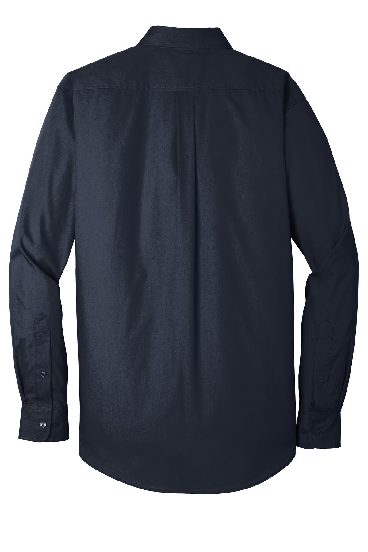 Rear View of River Blue Nvy Port Authority Long Sleeve Carefree Poplin Shirt. W100
