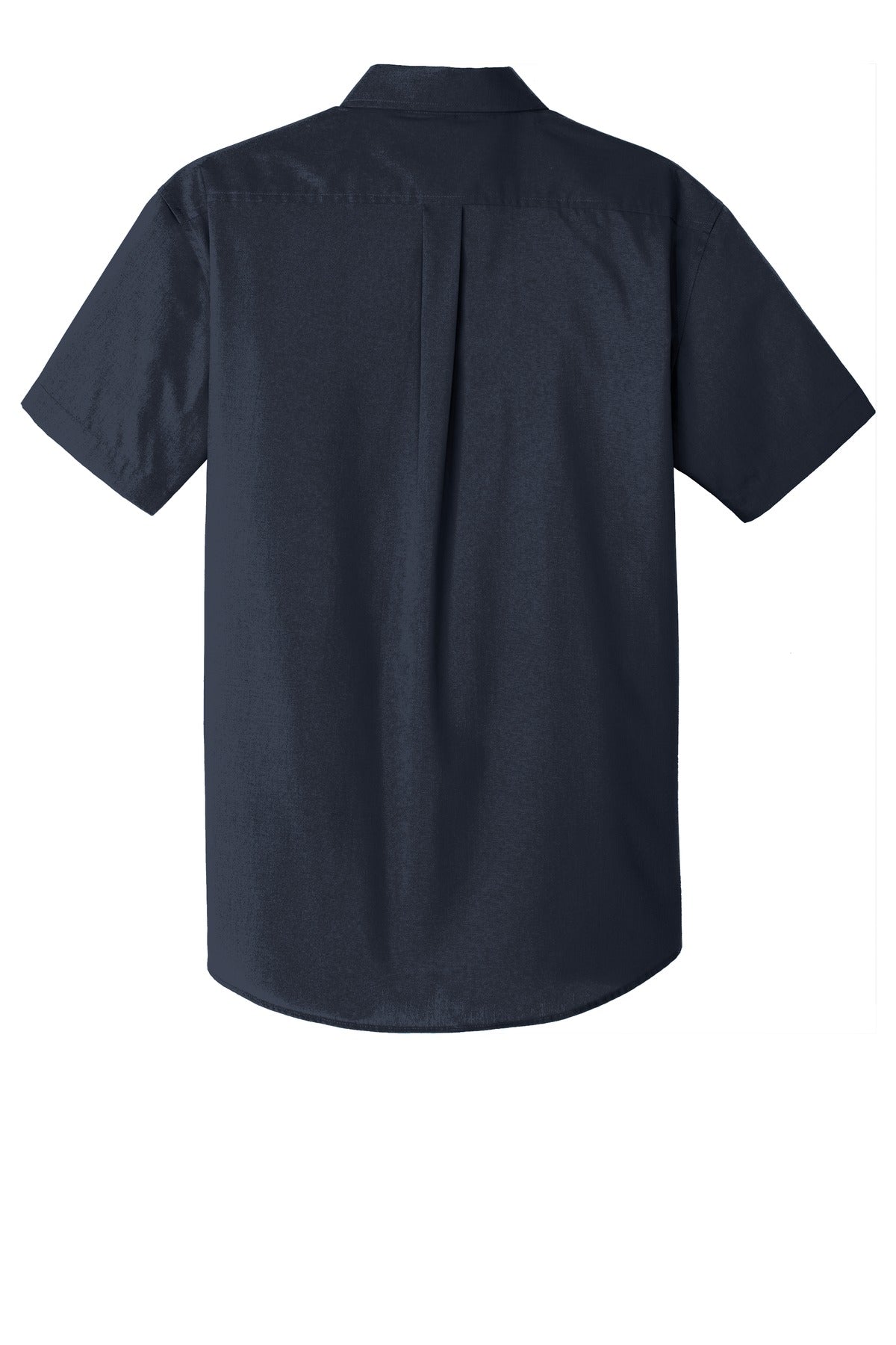 Rear View of River Blue Nvy Port Authority Short Sleeve Carefree Poplin Shirt. W101