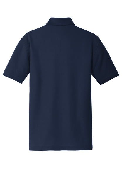 Rear View of River Blue Nvy Port Authority Tall Core Classic Pique Polo. TLK100