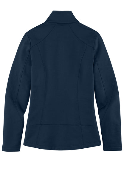 Rear View of River Blue Nvy Port Authority Women's Grid Fleece Jacket. L239