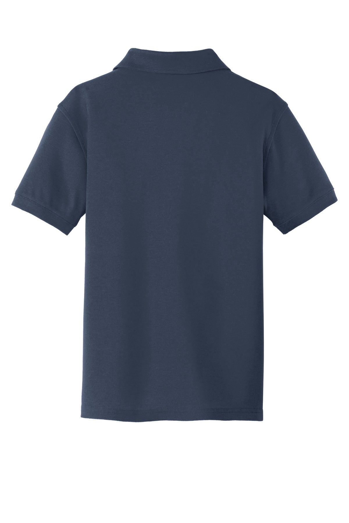 Rear View of River Blue Nvy Port Authority Youth Core Classic Pique Polo. Y100