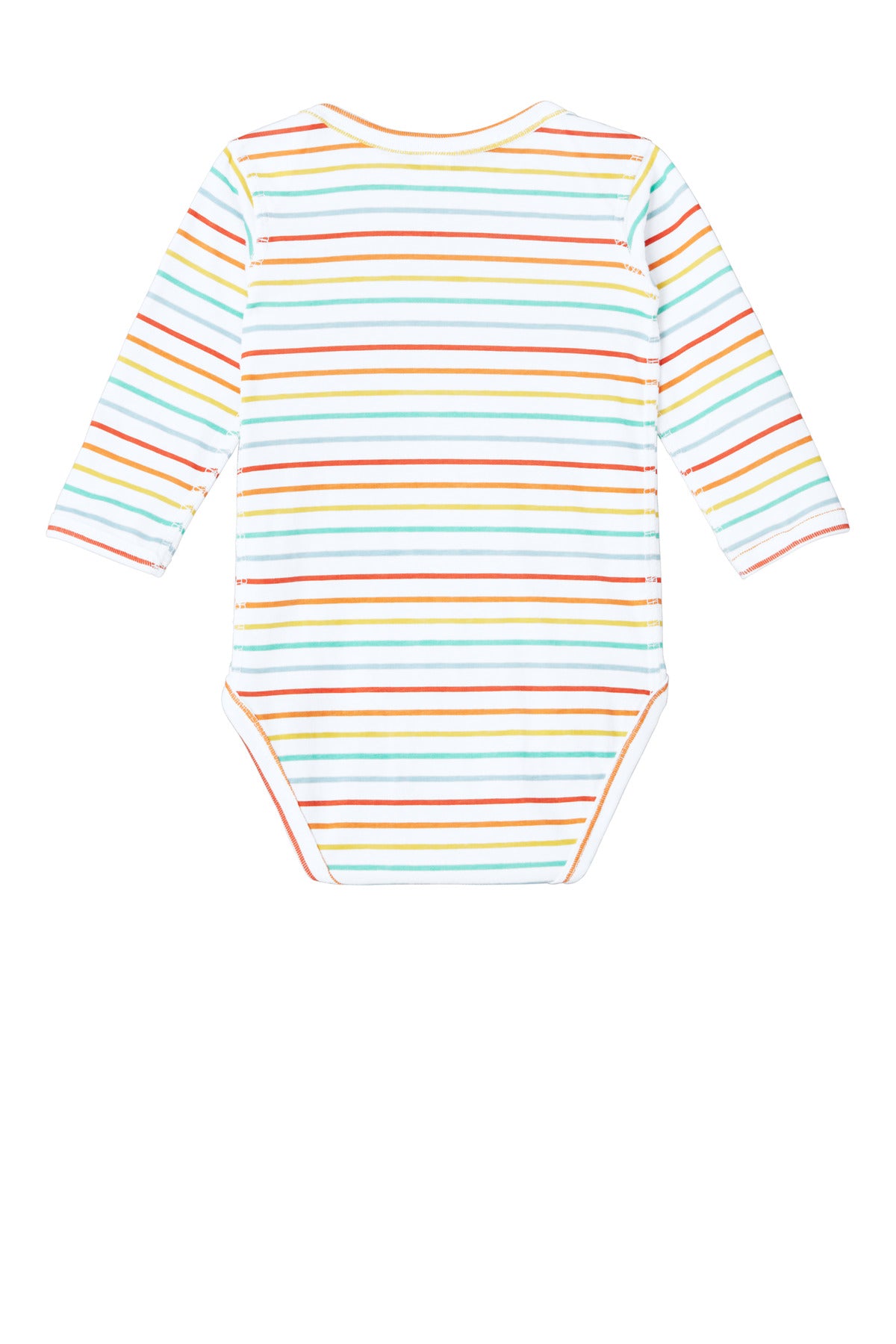 Rear View of RnbwStripe Rabbit Skins Infant Long Sleeve Jersey Bodysuit RS4421