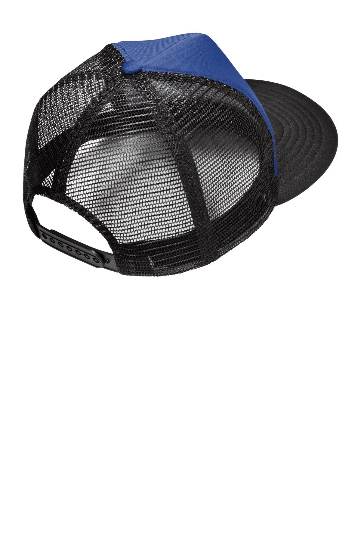 Rear View of Royal District Flat Bill Snapback Trucker Cap. DT624