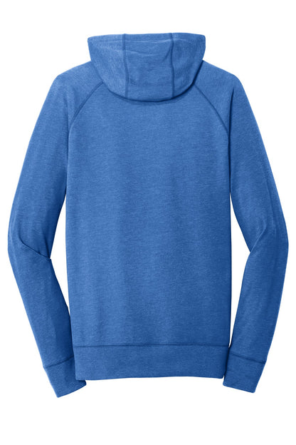 Rear View of Royal Heather New Era Sueded Cotton Blend Full-Zip Hoodie. NEA122