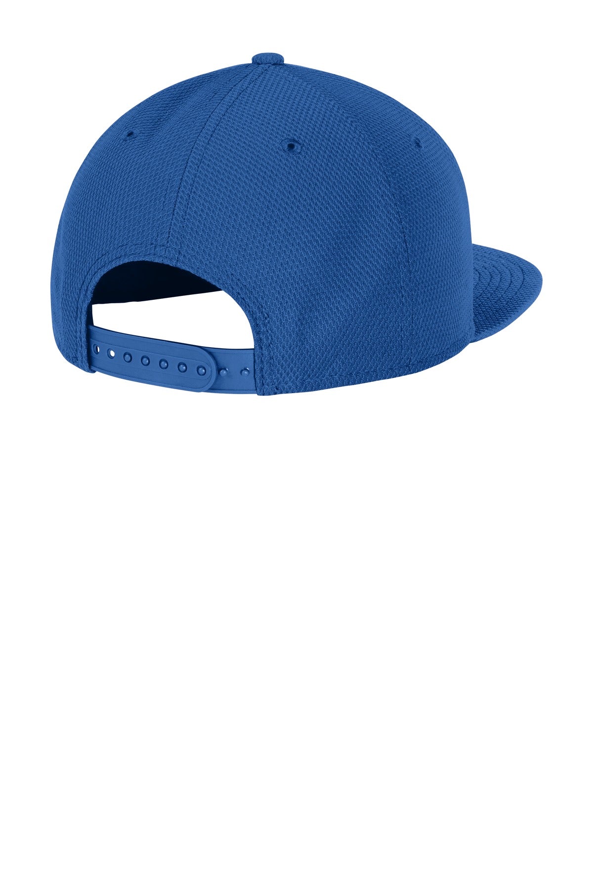 Rear View of Royal New Era Original Fit Diamond Era Flat Bill Snapback Cap. NE404
