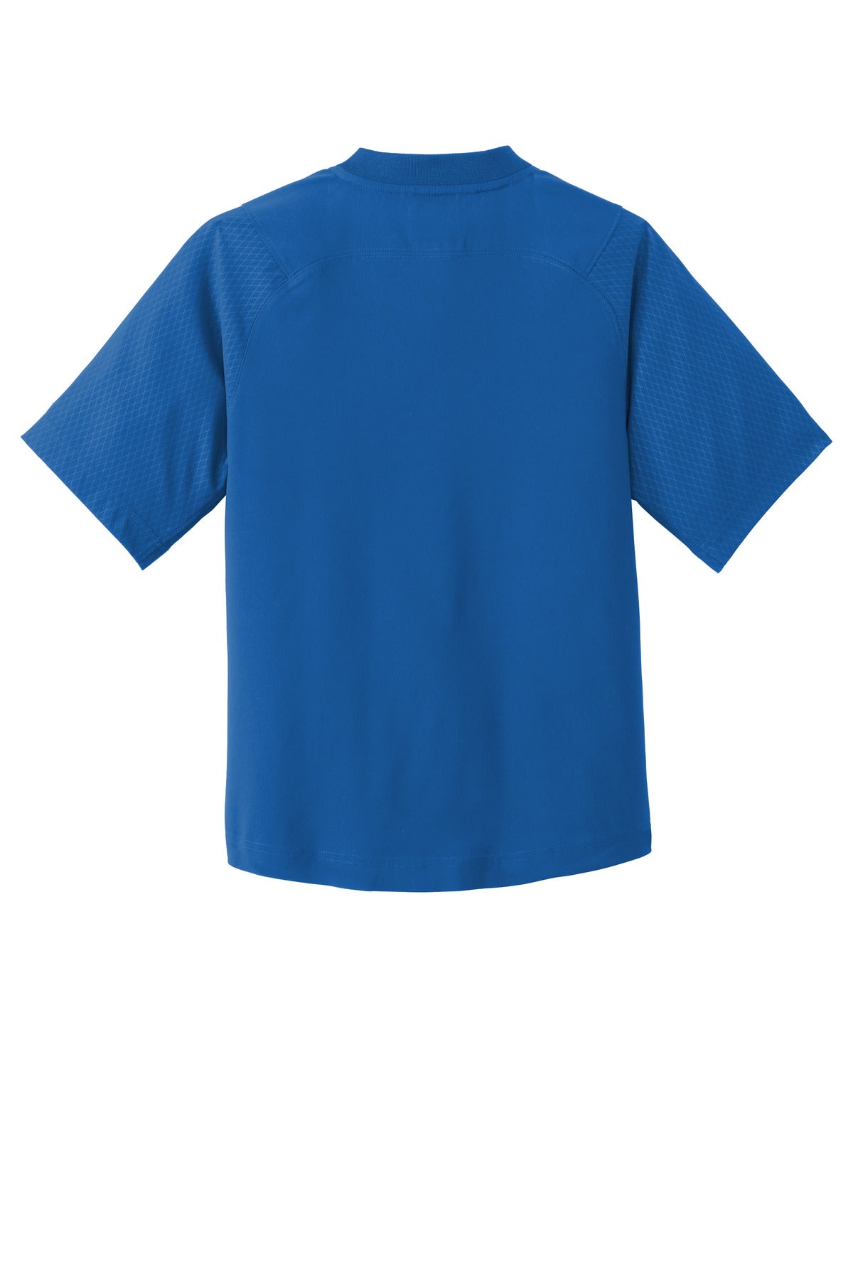 Rear View of Royal New Era Youth Cage Short Sleeve 1/4-Zip Jacket. YNEA600