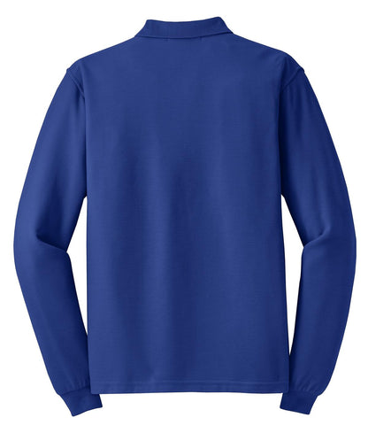 Rear View of Royal Port Authority Silk Touch Long Sleeve Polo. K500LS