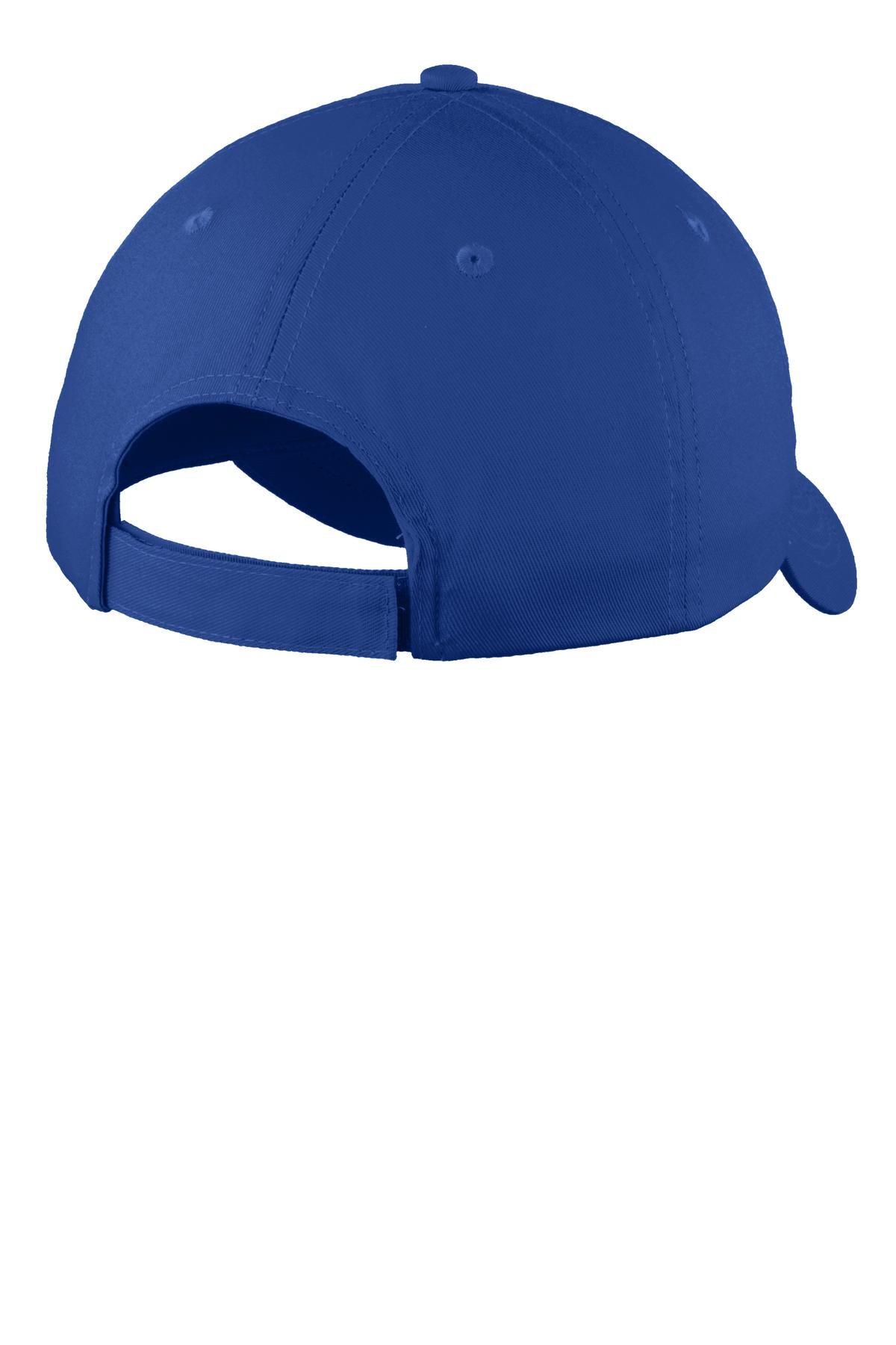 Rear View of Royal Port & Company Youth Six-Panel Unstructured Twill Cap. YC914
