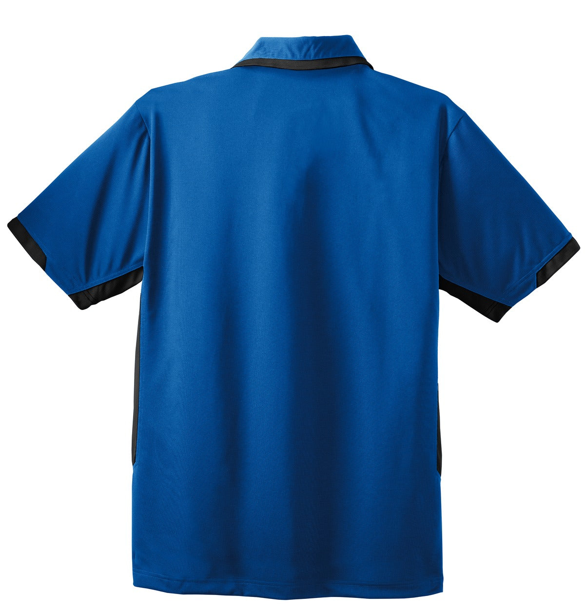 Rear View of Royal/Black Port Authority Dry Zone Colorblock Ottoman Polo. K524