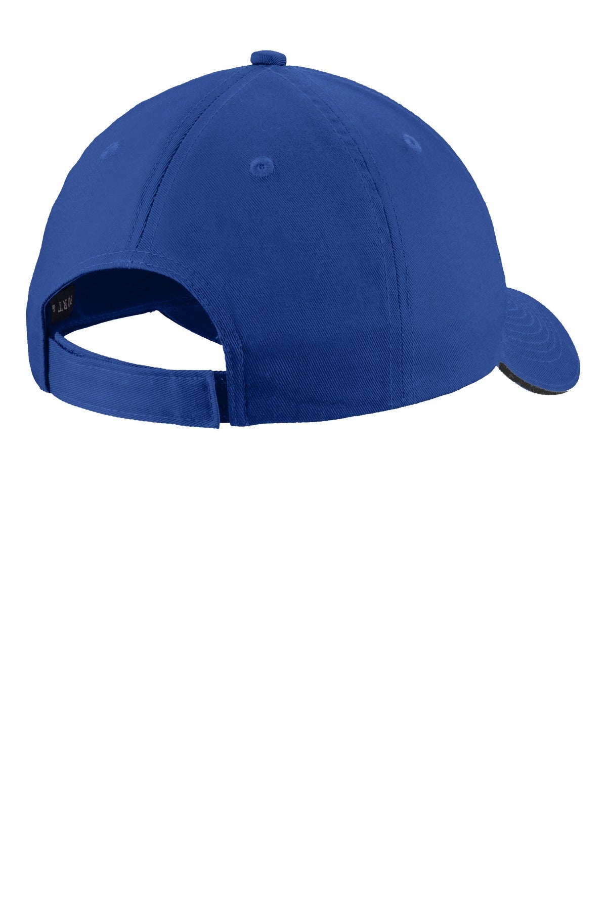 Rear View of Royal/Black Port & Company Unstructured Sandwich Bill Cap. C919