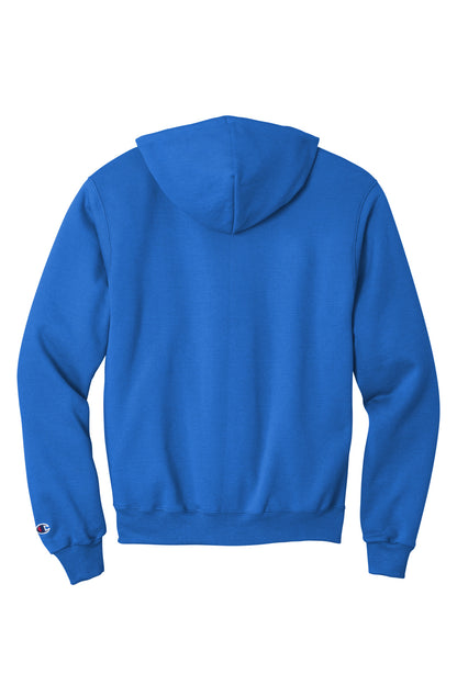 Rear View of RoyalBlue Champion Powerblend Pullover Hoodie. S700
