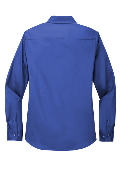 Rear View of Royal/Cl Navy Port Authority Women's Long Sleeve Easy Care Shirt. L608